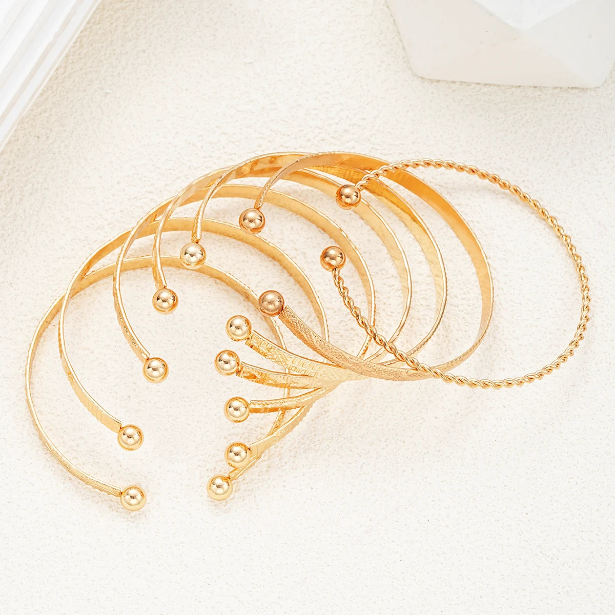7 Piece Gold Plated Bangle Bracelet Set