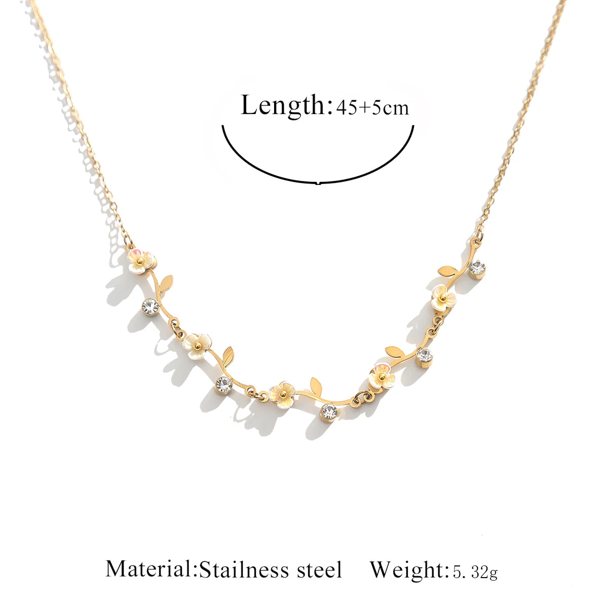 18K Gold-plated Floral White Zircon Necklace