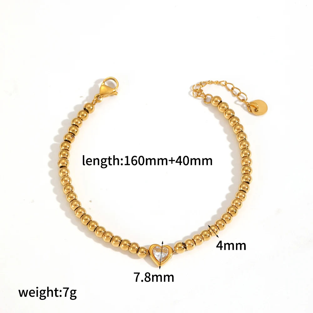 18K Gold Plated Stainless Steel Heart Bracelet