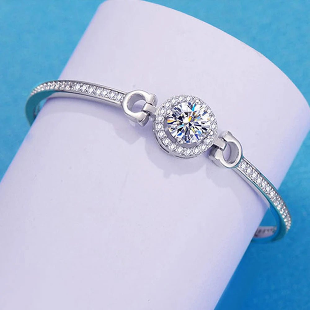 18K Gold Plated Moissanite Diamond Bangle Bracelet