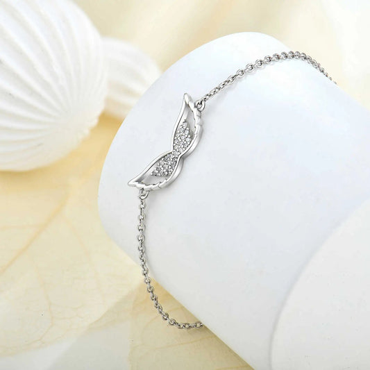 18K Rose Gold Plated .925 Sterling Silver White Wings Bracelet