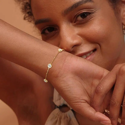 18k White Gold Plated & 925 Sterling Silver Moissanite Five-Stone Bracelet