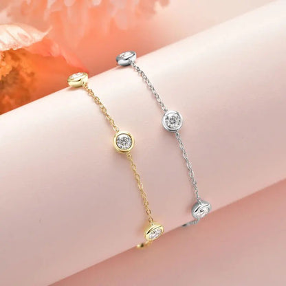 18k White Gold Plated & 925 Sterling Silver Moissanite Five-Stone Bracelet