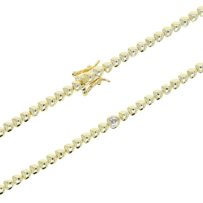 18K Gold Plated Heart Shape Tennis Bracelet
