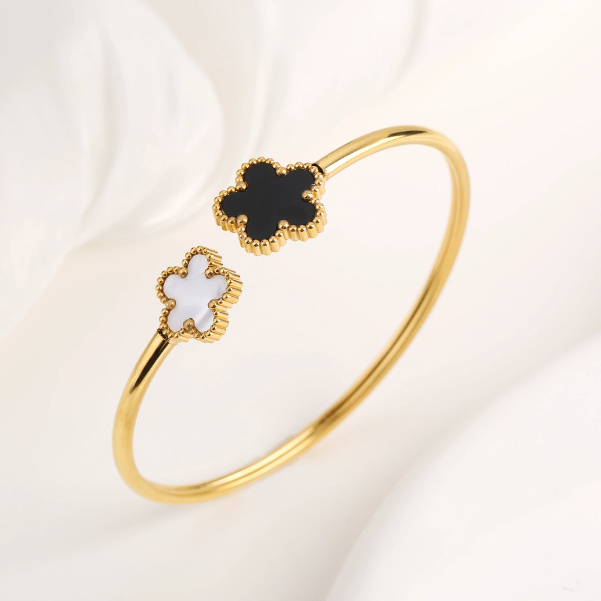 Gold Plated Clover Bangle Bracelet