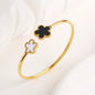 Gold Plated Clover Bangle Bracelet