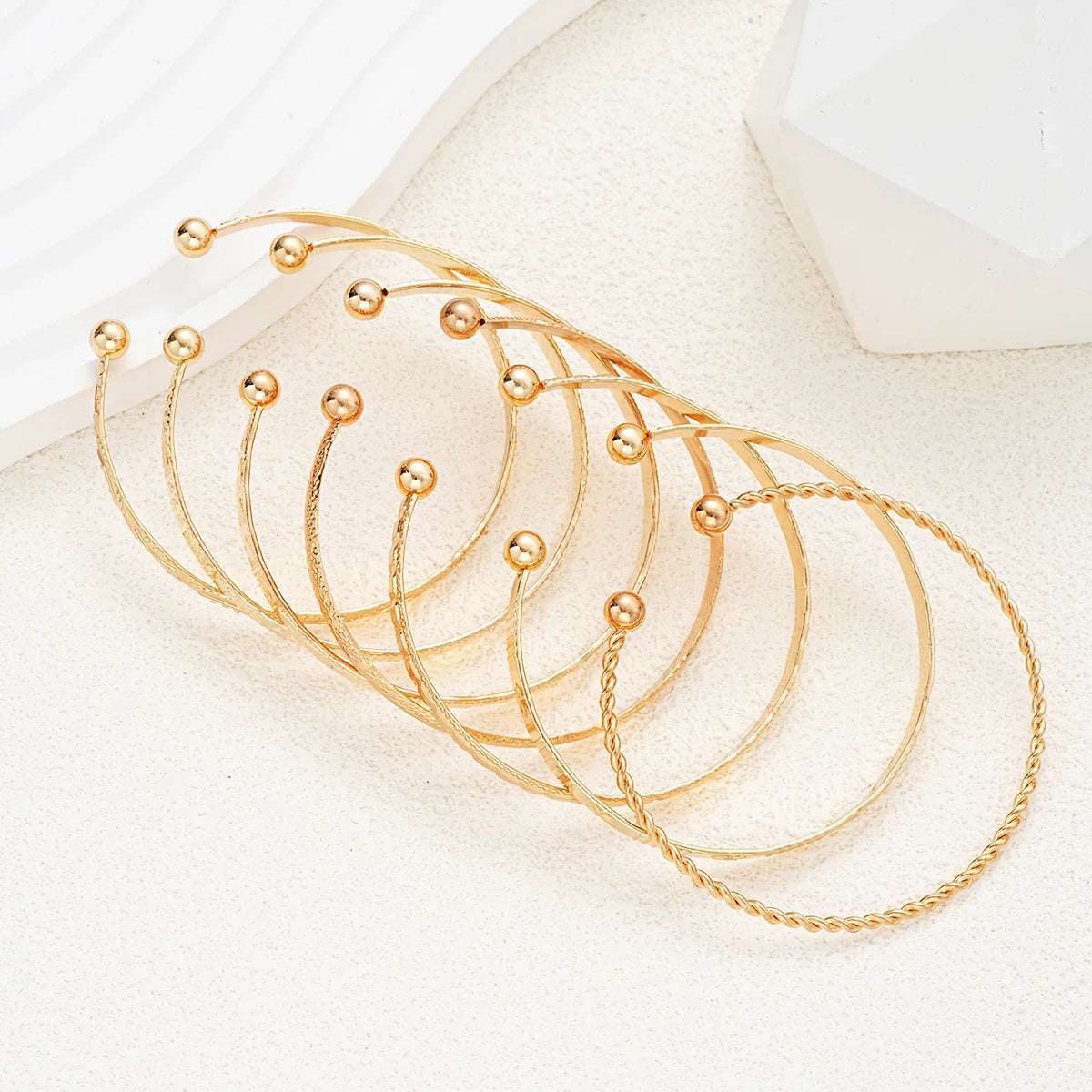 7 Piece Gold Plated Bangle Bracelet Set