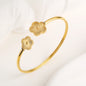 Gold Plated Clover Bangle Bracelet