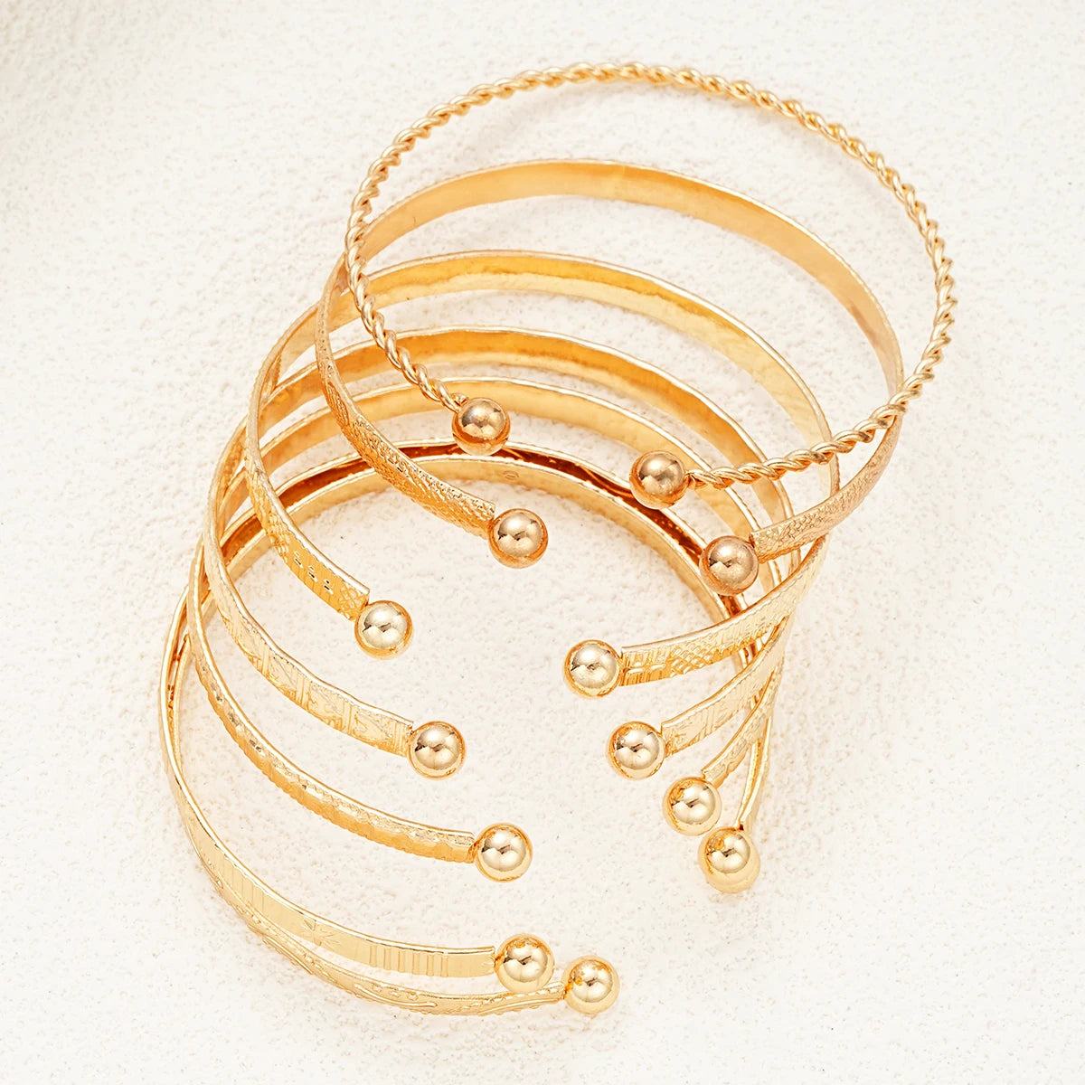 7 Piece Gold Plated Bangle Bracelet Set
