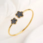 Gold Plated Clover Bangle Bracelet