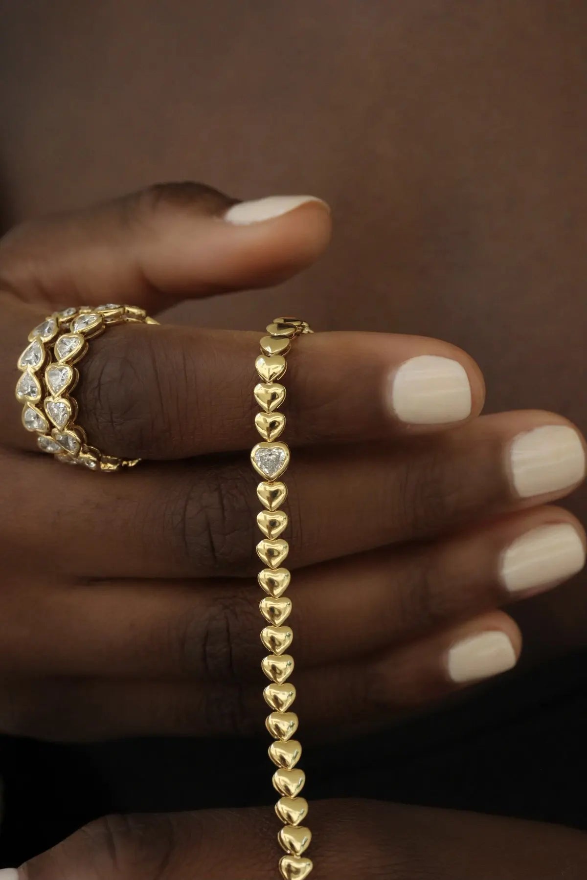 18K Gold Plated Heart Shape Tennis Bracelet