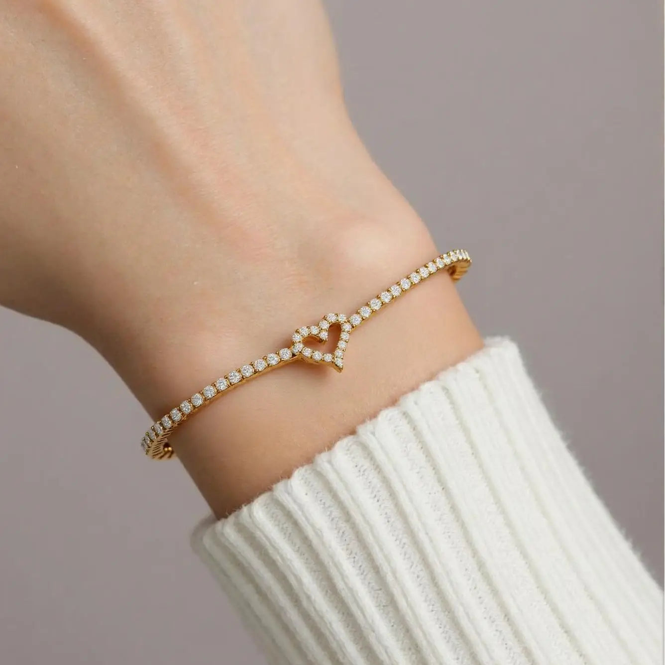 18K Gold Plated Stainless Steel Heart Bracelet