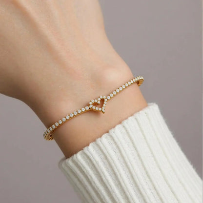 18K Gold Plated Stainless Steel Heart Bracelet