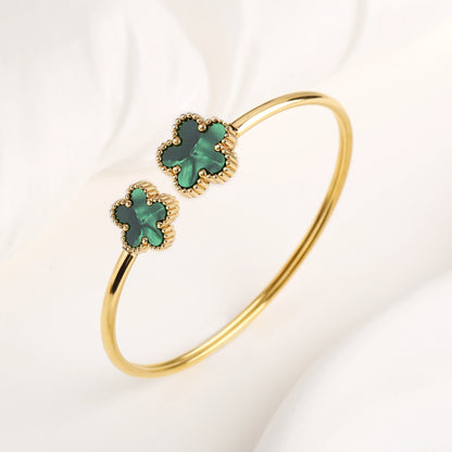 Gold Plated Clover Bangle Bracelet