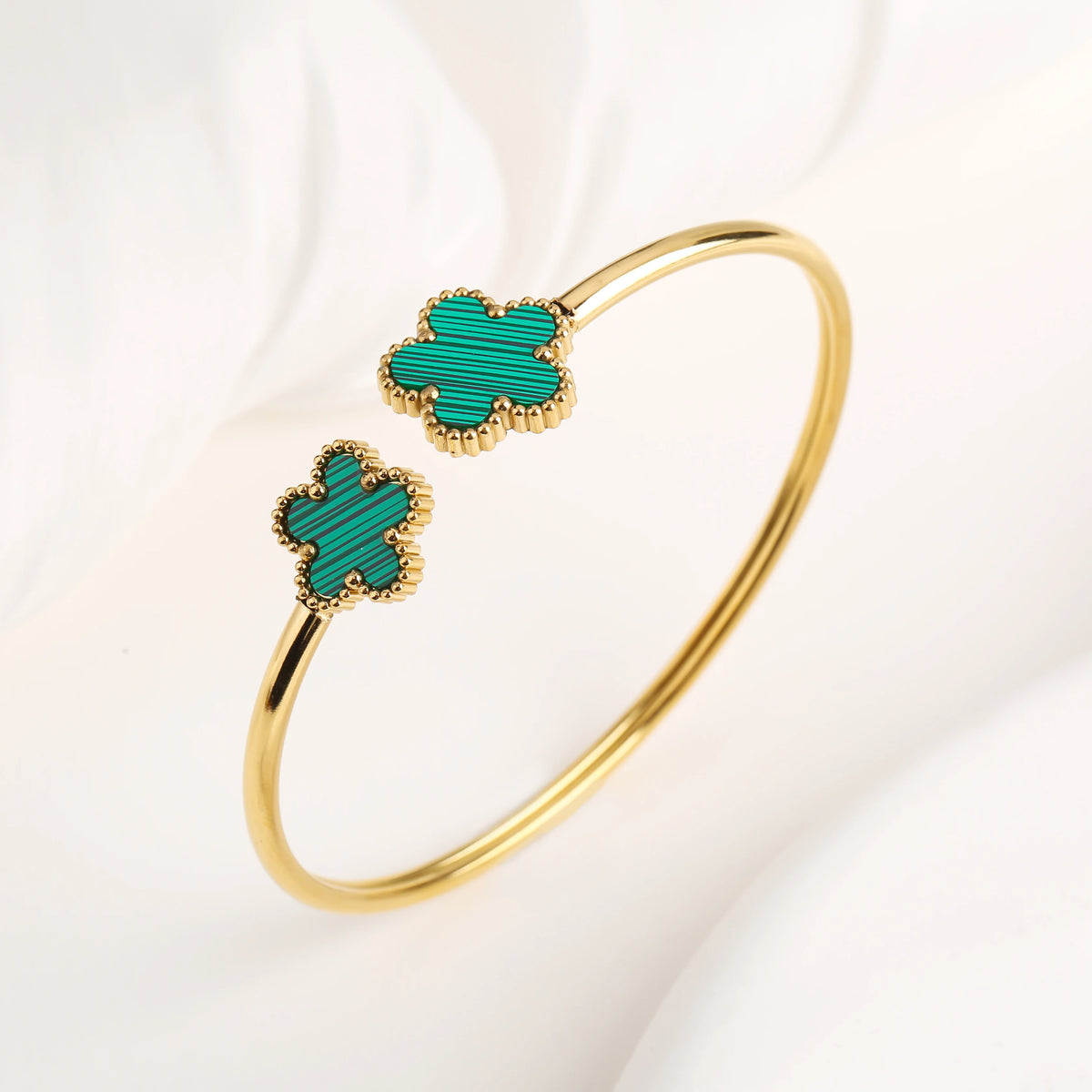 Gold Plated Clover Bangle Bracelet