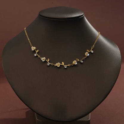 18K Gold-plated Floral White Zircon Necklace