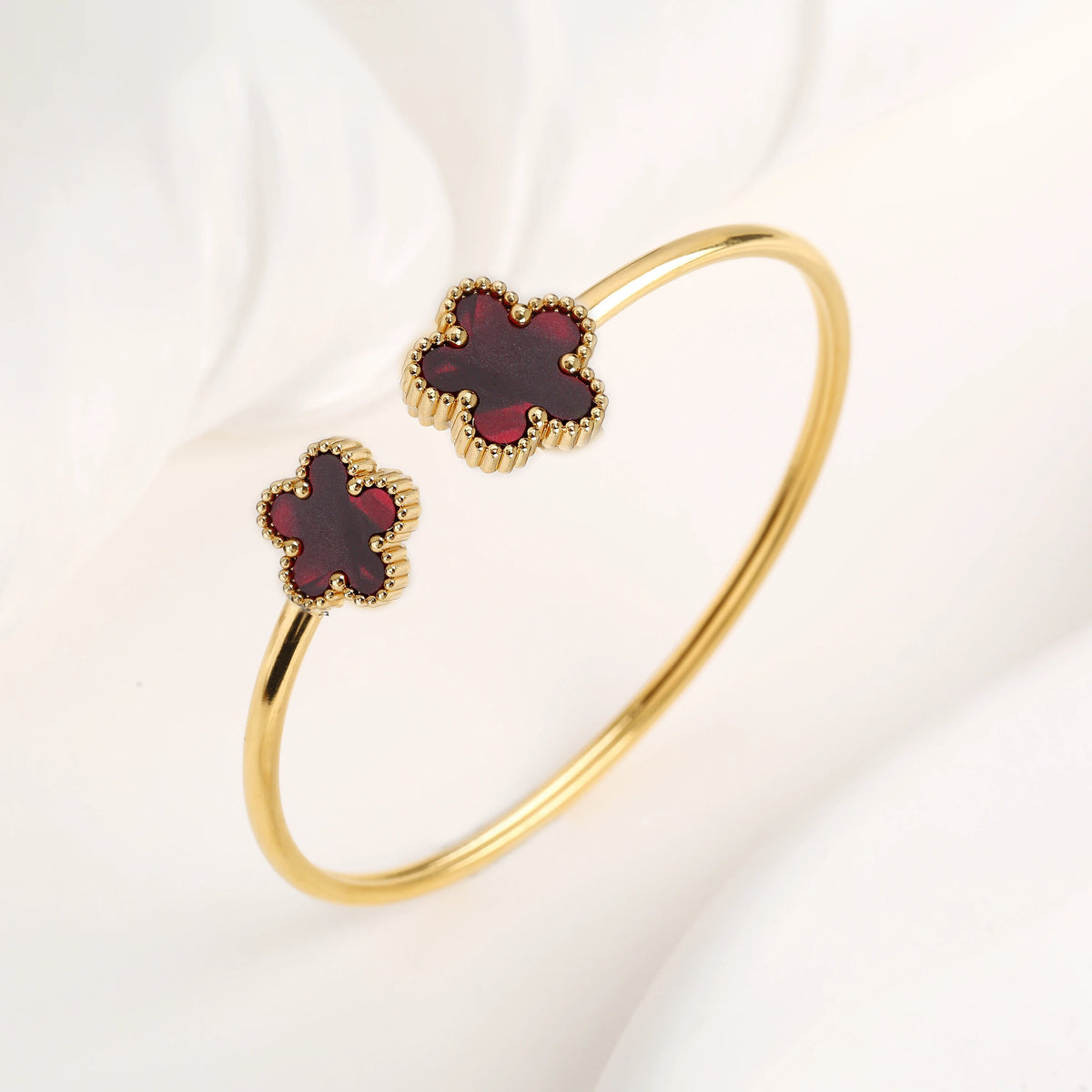 Gold Plated Clover Bangle Bracelet