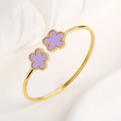 Gold Plated Clover Bangle Bracelet