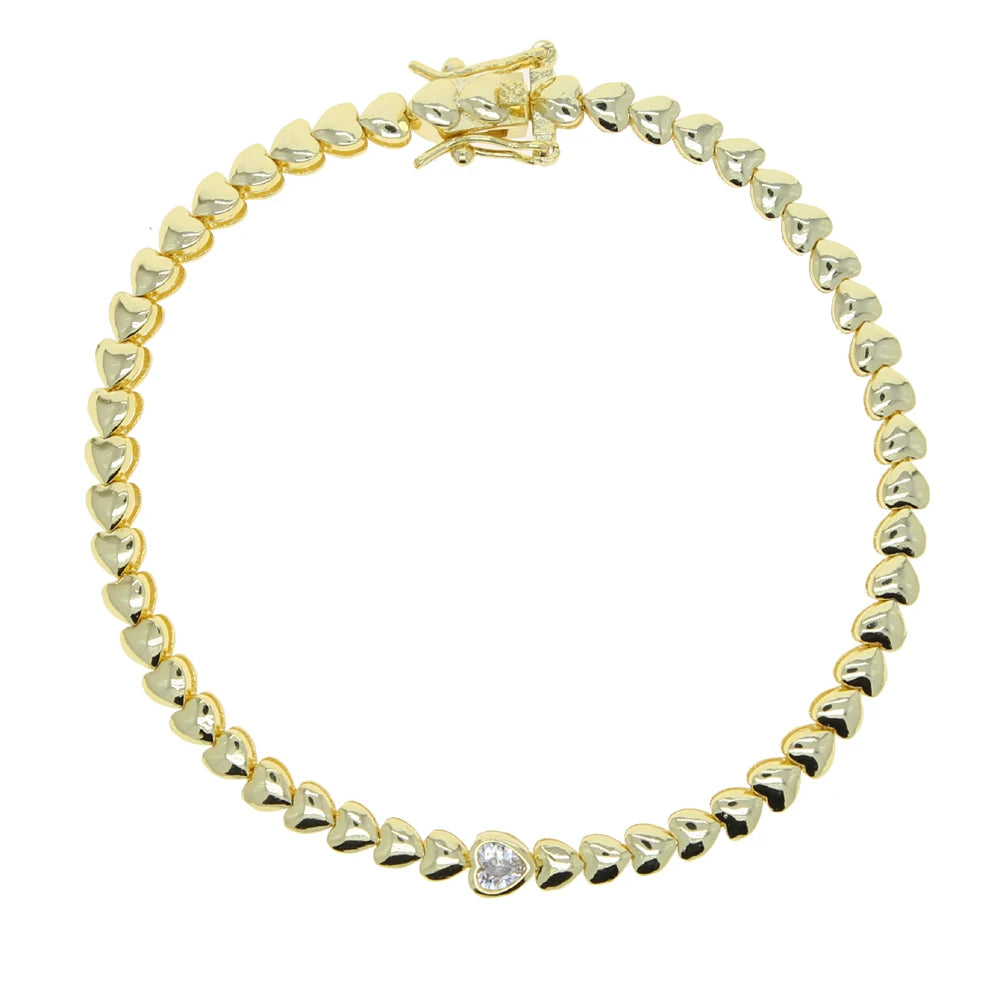 18K Gold Plated Heart Shape Tennis Bracelet