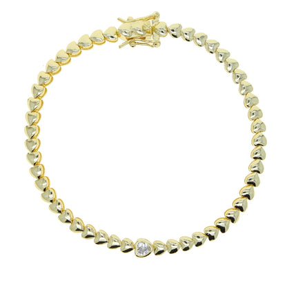 18K Gold Plated Heart Shape Tennis Bracelet