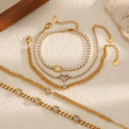 18K Gold Plated Stainless Steel Heart Bracelet