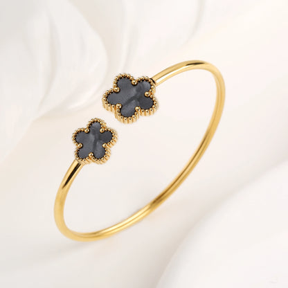 Gold Plated Clover Bangle Bracelet