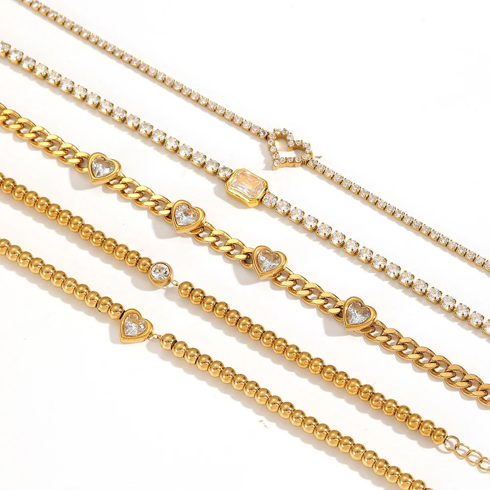 18K Gold Plated Stainless Steel Heart Bracelet