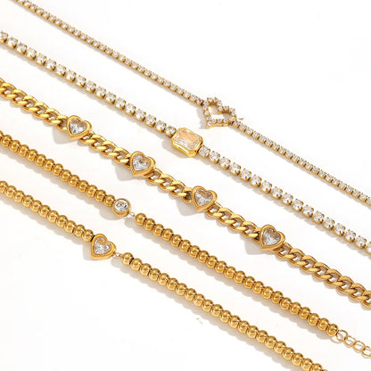 18K Gold Plated Stainless Steel Heart Bracelet