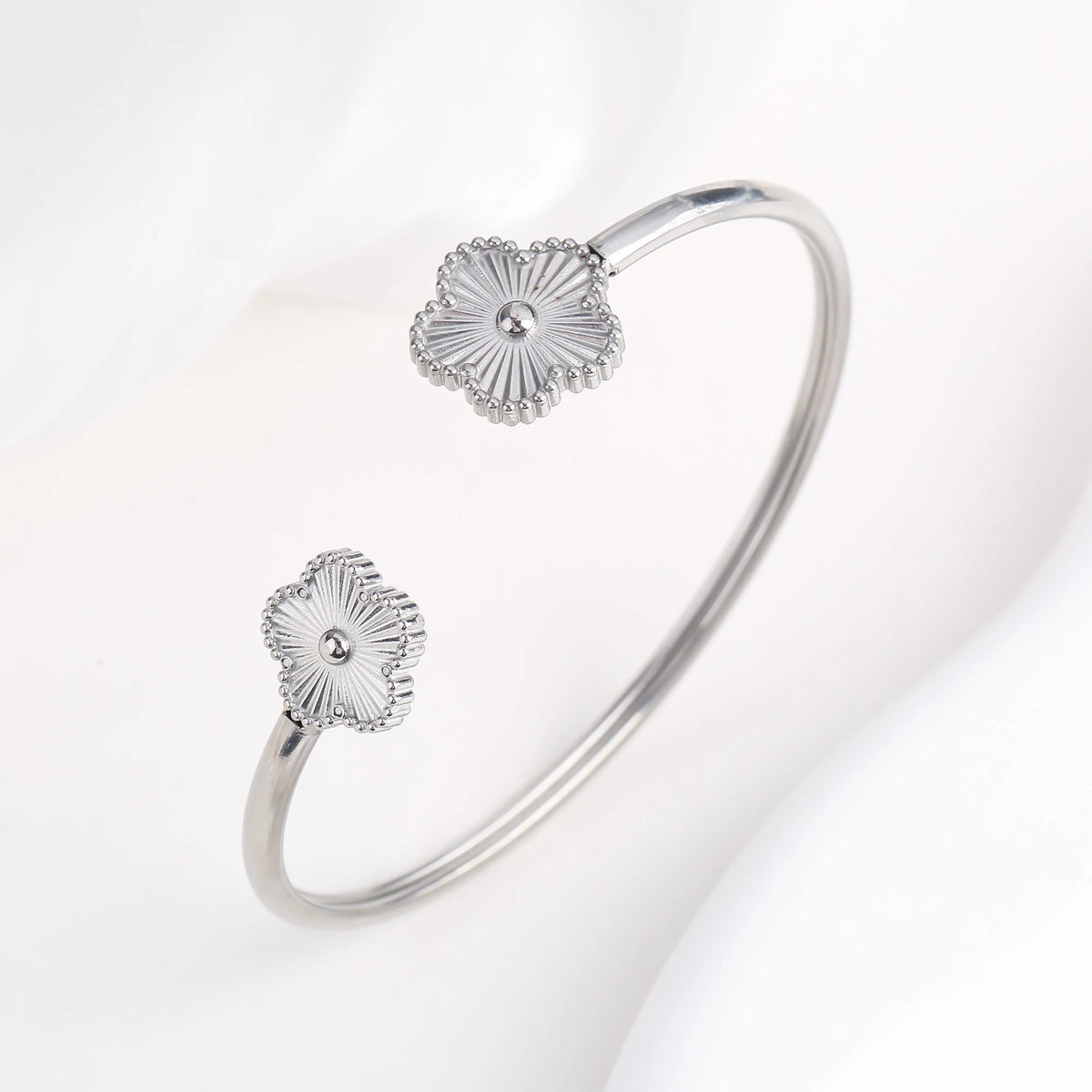 Gold Plated Clover Bangle Bracelet