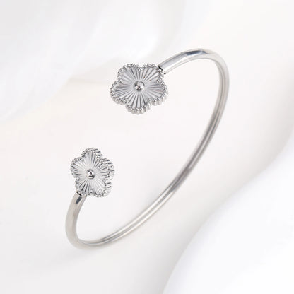 Gold Plated Clover Bangle Bracelet