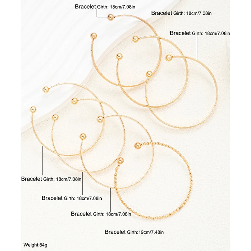 7 Piece Gold Plated Bangle Bracelet Set