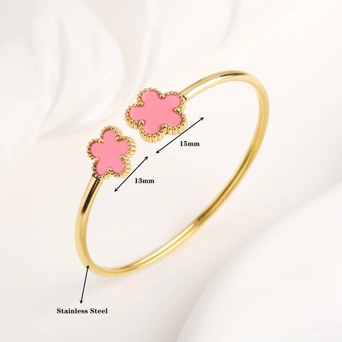 Gold Plated Clover Bangle Bracelet