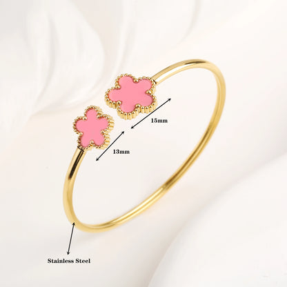 Gold Plated Clover Bangle Bracelet
