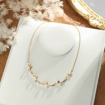 18K Gold-plated Floral White Zircon Necklace