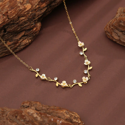 18K Gold-plated Floral White Zircon Necklace