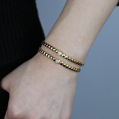 18K Gold Plated Heart Shape Tennis Bracelet