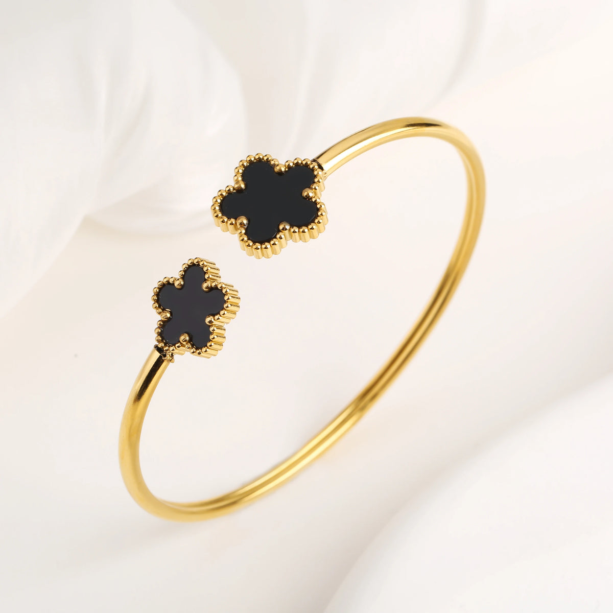 Gold Plated Clover Bangle Bracelet