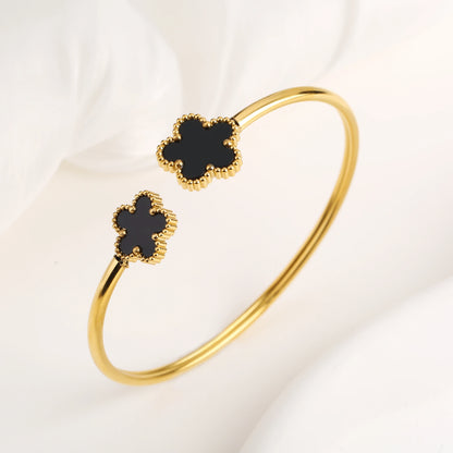 Gold Plated Clover Bangle Bracelet