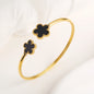 Gold Plated Clover Bangle Bracelet
