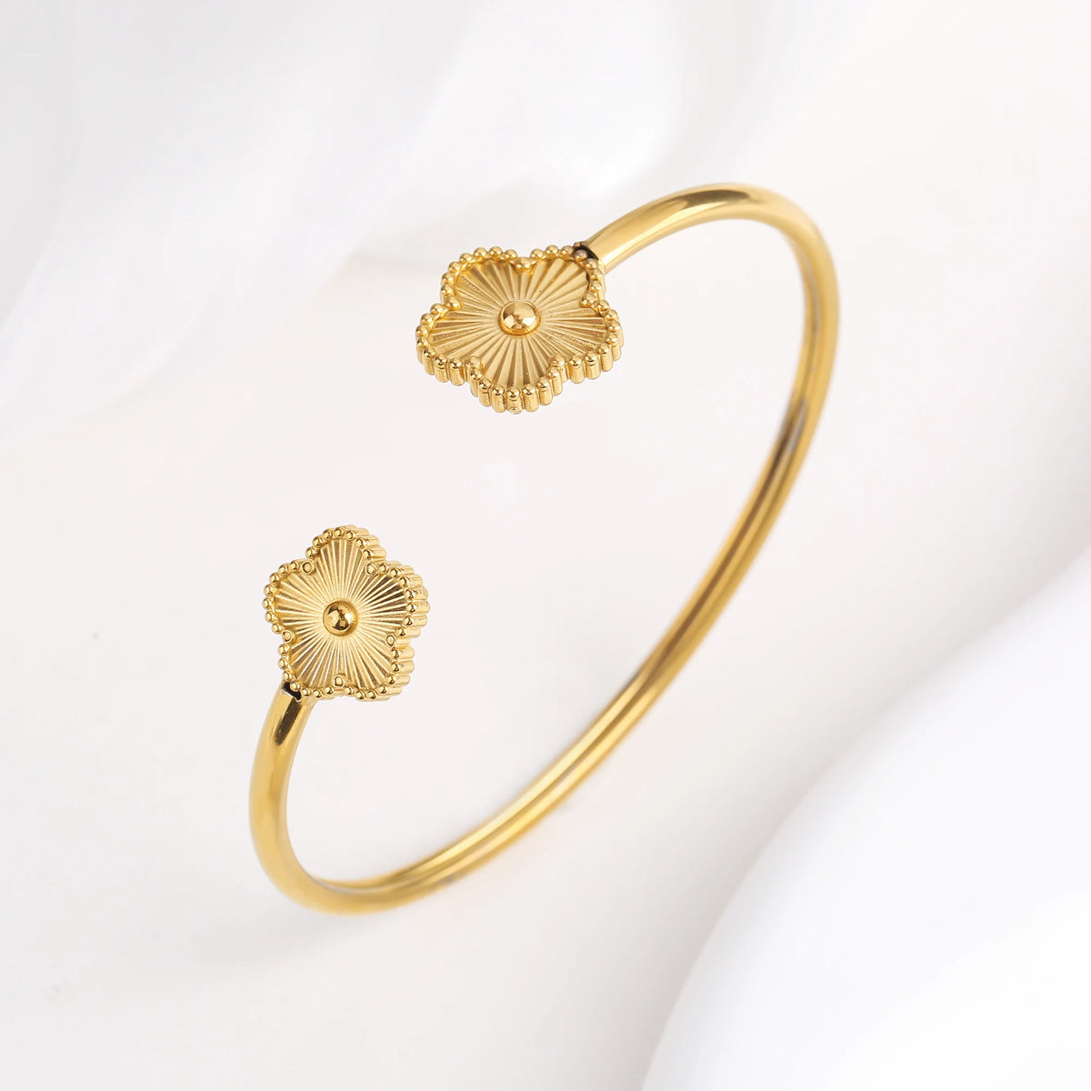 Gold Plated Clover Bangle Bracelet