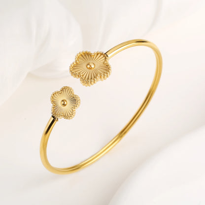 Gold Plated Clover Bangle Bracelet