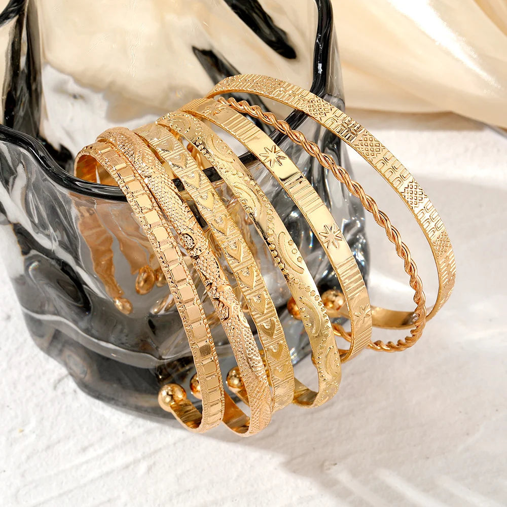 7 Piece Gold Plated Bangle Bracelet Set