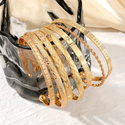 7 Piece Gold Plated Bangle Bracelet Set