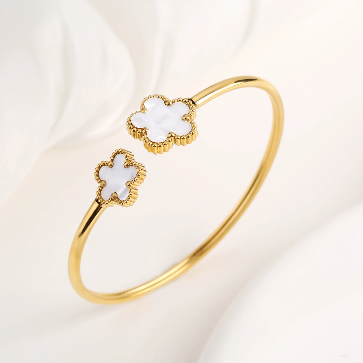 Gold Plated Clover Bangle Bracelet