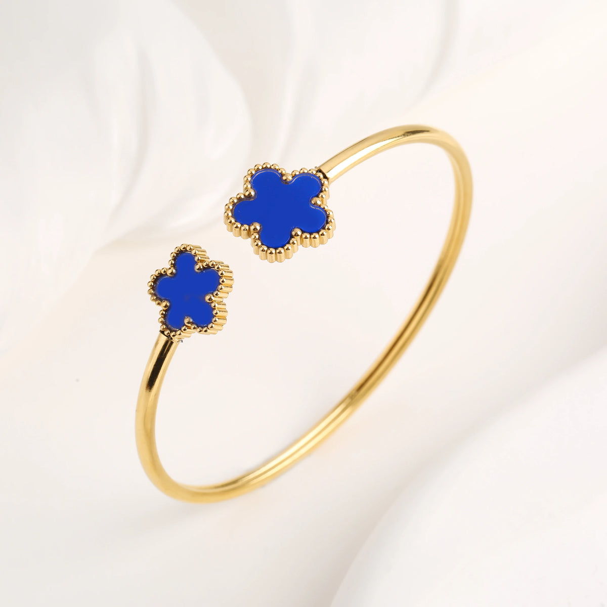 Gold Plated Clover Bangle Bracelet