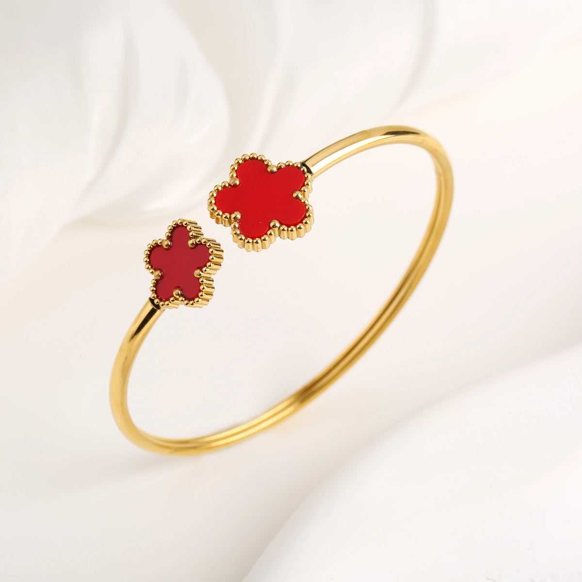 Gold Plated Clover Bangle Bracelet