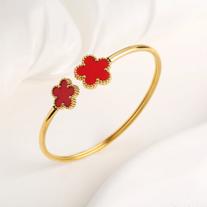 Gold Plated Clover Bangle Bracelet